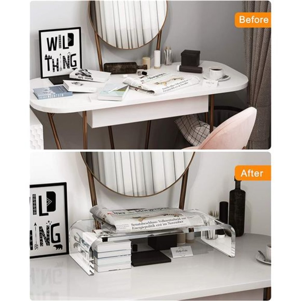 Clear Monitor Riser, Acrylic Computer Stand - HD Sturdy 50LB Max (Large) - Picture 6 of 6